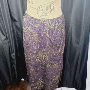 Vintage 90s Y2K Dark Fairycore Purple Paisley Rayon Skirt